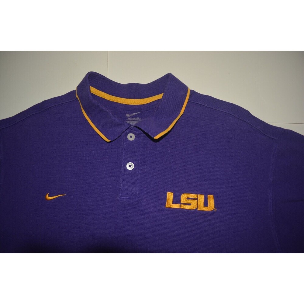 LSU Polo Purple With Gold Trim Men Short Sleeve, Large